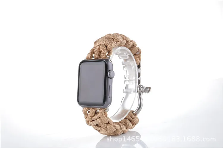 38/42 мм наручных часов iWatch, ремешок с адаптеры для сим-карт нейлоновая веревка выживание, браслет, ремешок для наручных часов, Повседневное Спортивная Apple часы-ремешки Армейский зеленый