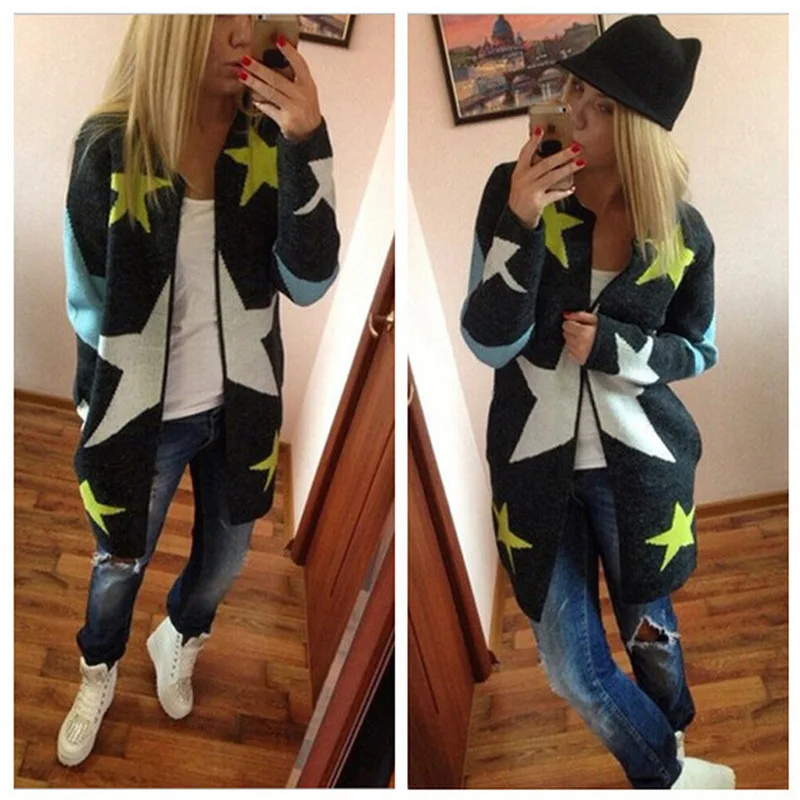 Длинные свободные теплые вязаные кардиганы для женщин большие размеры с длинным