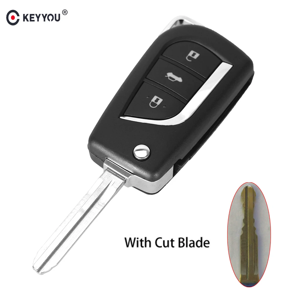 Раскладной флип чехол KEYYOU Cut/Uncut TOY43 с 3 кнопками для Toyota Levin Camry Reiz Highlander Corolla|Ключ от