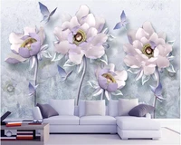 beibehang 3d three dimensional silk cloth papel de parede 3d wallpaper embossed peony flower vintage european jewelry background