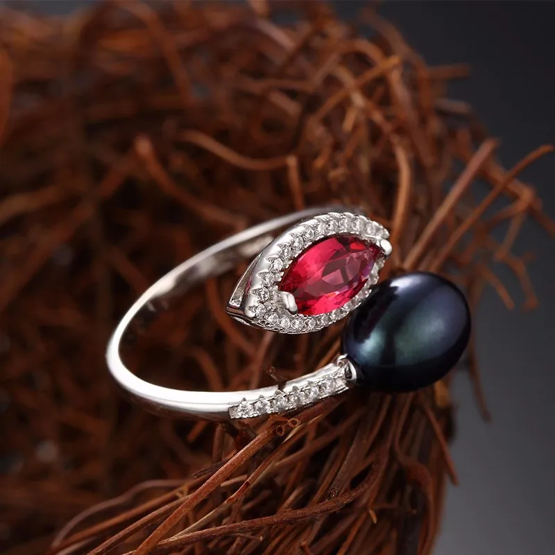 trendy 8-9mm water drop natural pearl rings for women gift and high luster AAAA freshwater adjustable ring cpr039 | Украшения и