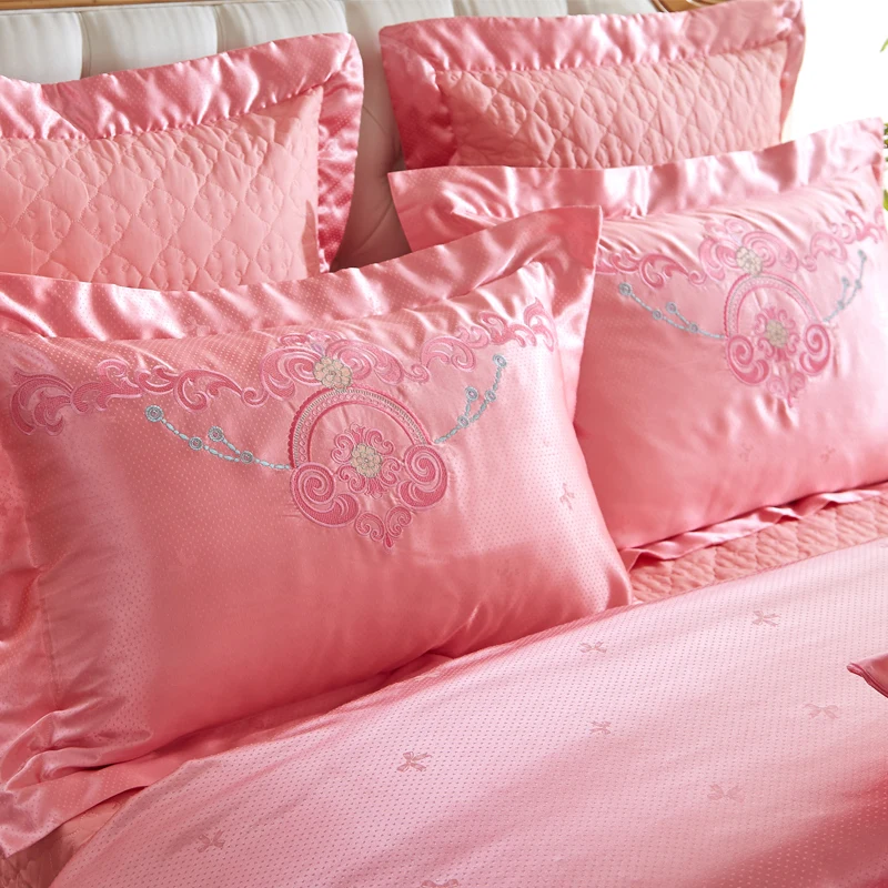 New Silk Cotton Jacquard Garden Wedding Luxury Bedding set Duvet Cover Embroidery Bed Sheet Pillowcases Queen King size 4/6/7pcs | Дом и сад