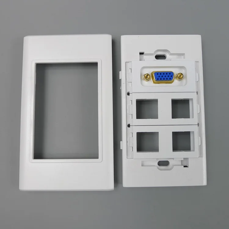Настенная плата vga с 4 портами keystone и золотой пластиной|vga wall plate|wall platevga |