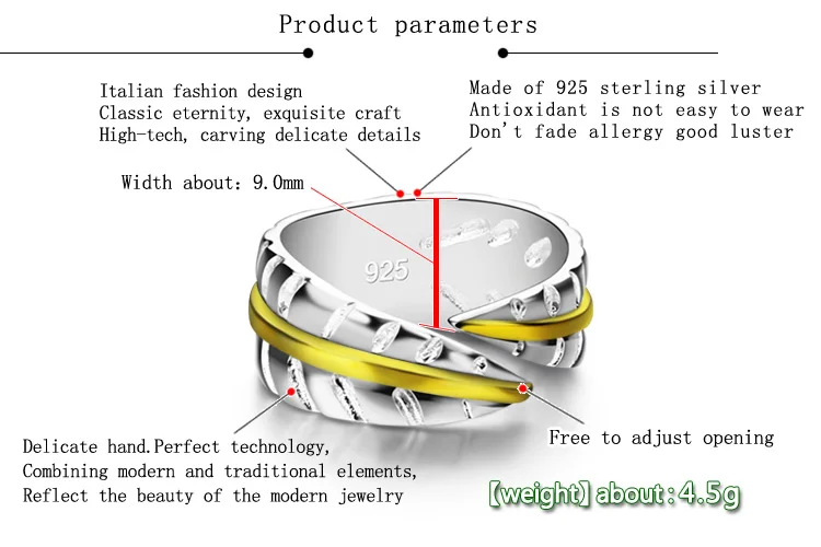 Fashion women 925 sterling silver ring.classic simplicity feather can adjust size separated gold Index finger ring | Украшения и