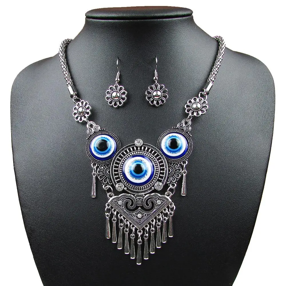 Женский комплект из колье и серёг серебра металлического сплава|Ювелирные