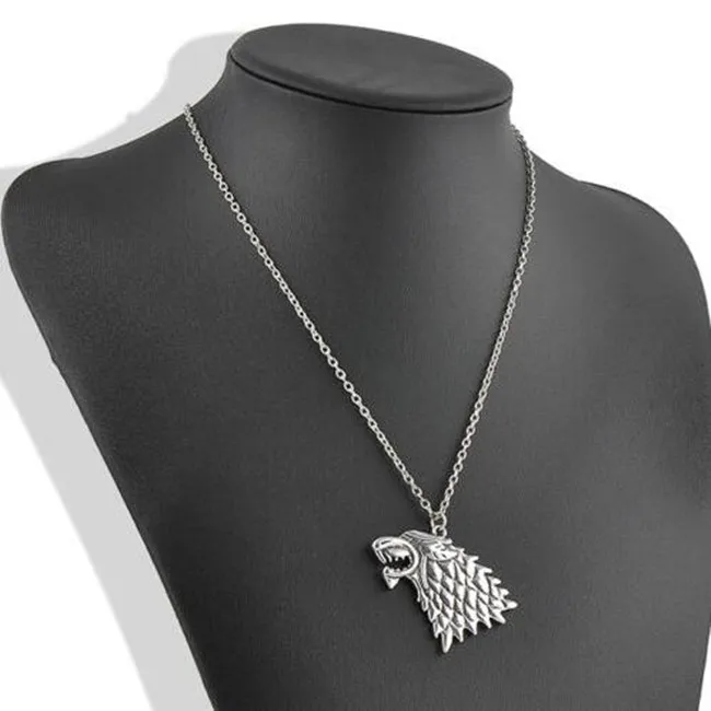 Старк игра ожерелье троны Dire Wolf дизайнерское винтажное Новое серебряное с