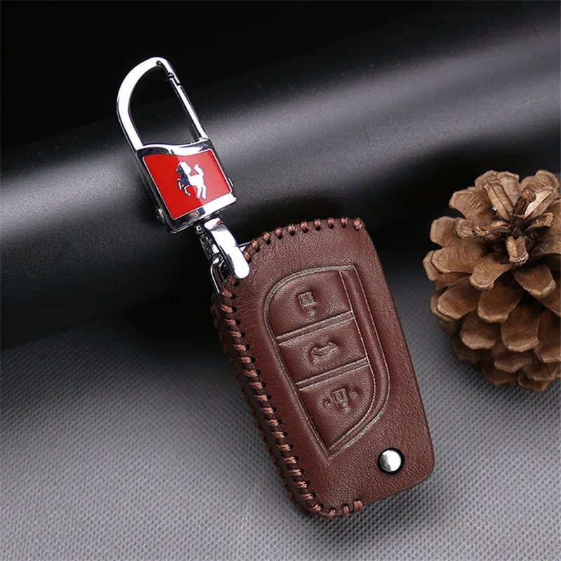 Пояса из натуральной кожи автомобиль smart Оболочки ключ чехол для Toyota C HR Auris Corolla Land