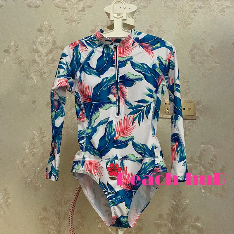 2019 спортивный купальник с цветочным принтом женский длинным рукавом одежда для
