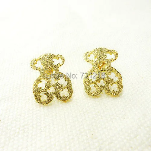 Fashion Girls Earrings Top Quality Little Bear Earring Golden Stainless Steel Stud Ear For Woman Best Gift Valentine's Day | Украшения