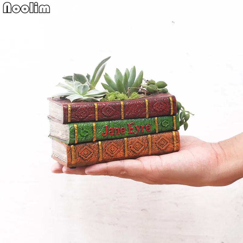 NOOLIM 2 шт./компл. цветочный горшок из смолы Книга суккулентные растения горшок чемодан цветочный горшок Декор для дома и сада бонсай ящик для комнатных растений, 1 книга+ 1 чемодан