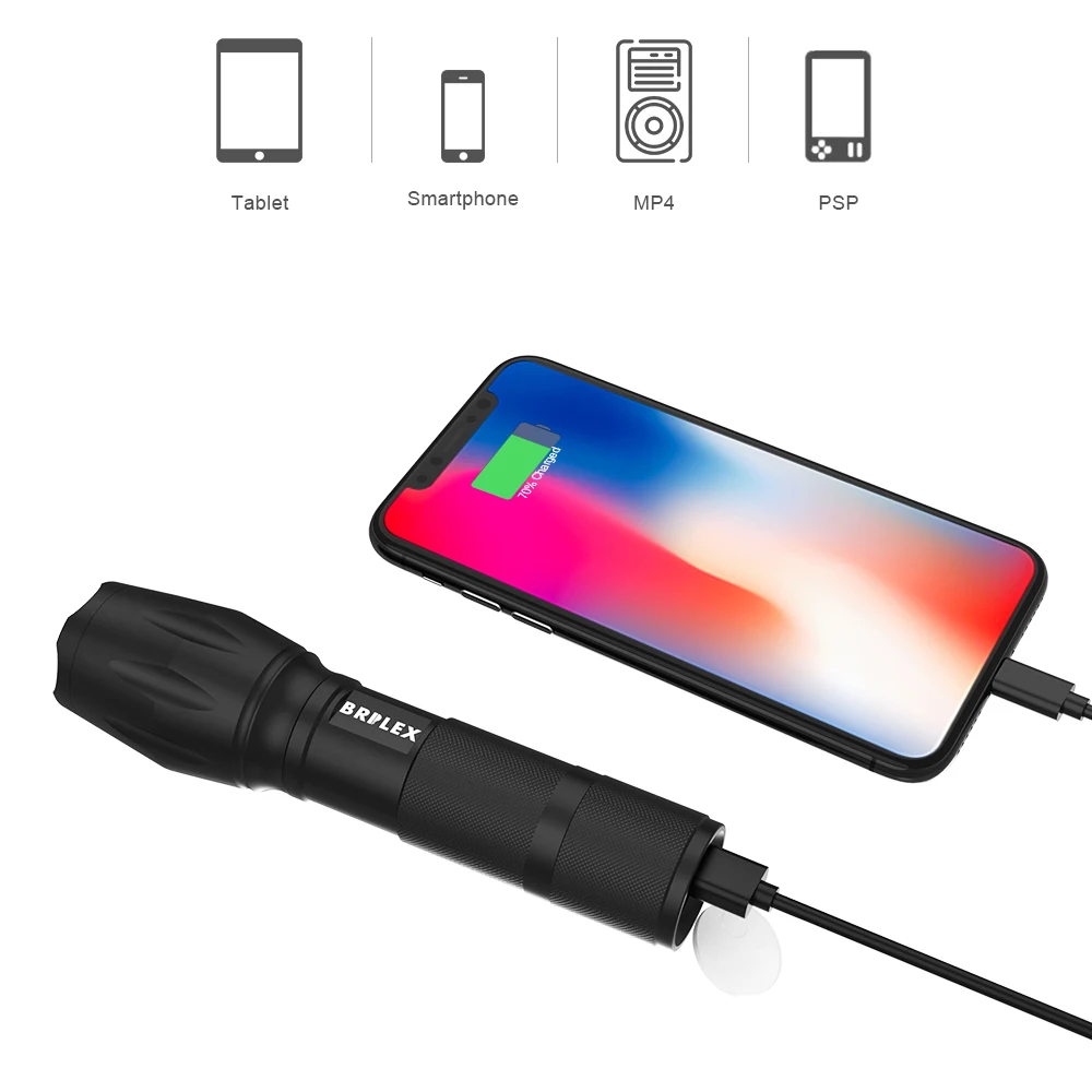 BRILEX светодиодные фонари перезаряжаемый портативный тактический фонарик 6