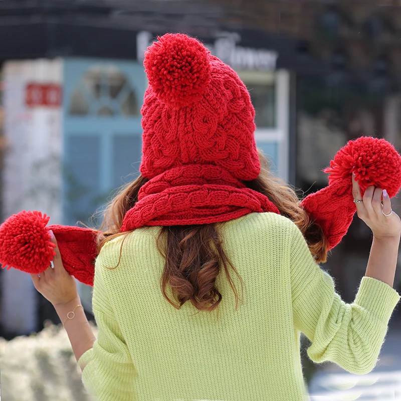 CIVICHIC корейский стиль для девочек милый теплый комплект крючком Кепки шапка шарф 2