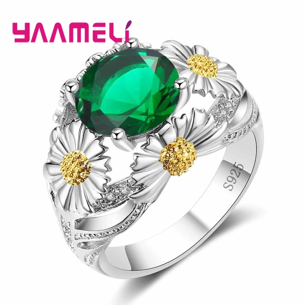 Роскошное женское модное кольцо 925 пробы Серебряное красочное CZ Хрустальное ювелирное изделие аксессуар для свадебных свадеб/помолвки