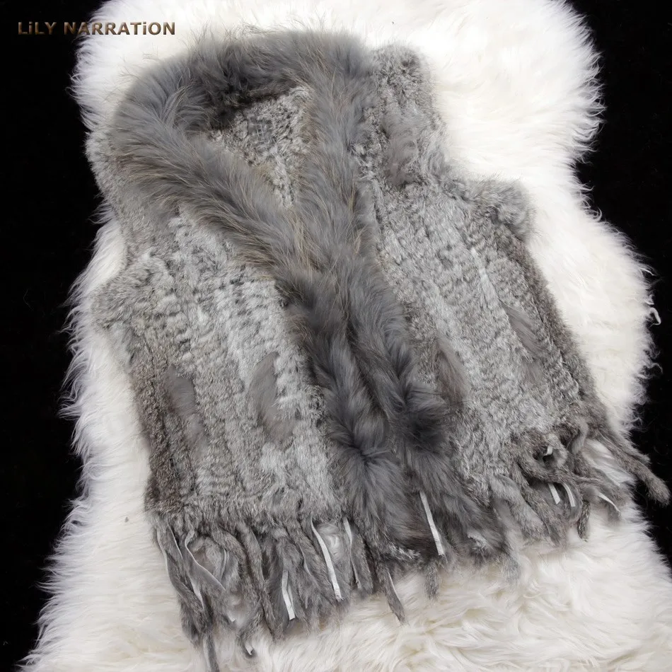 Женский жилет с кроличьим мехом HSPL кисточками|real fur gilet|fur vest realreal rabbit |