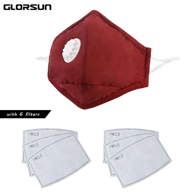GLORSUN маска для лица из хлопка милый PM2.5 Анти-Туман Маска Black Dust нос фильтр ветронепроницаемая маска для лица, муфельной бактерий гриппа ткань