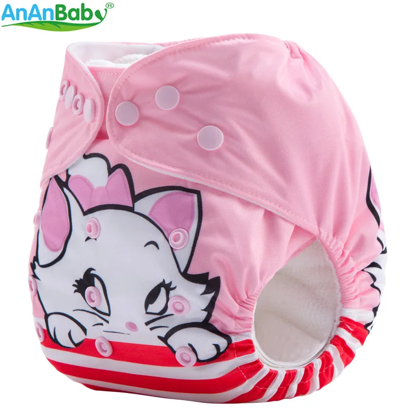 Ananbaby 2018 модный мультяшный детский моющийся многоразовый тканевый подгузник в