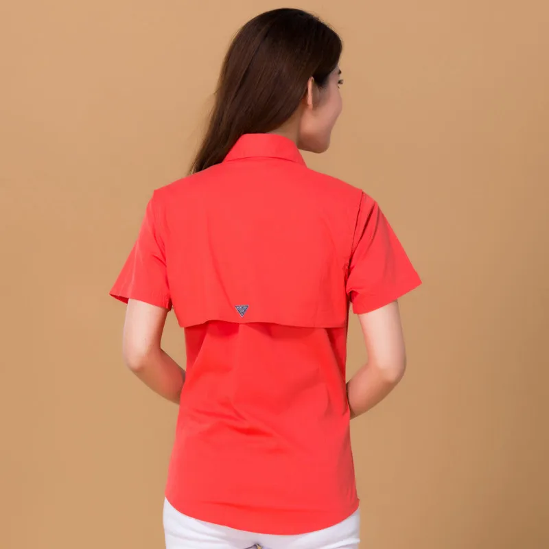 Camisa Feminina, блузка, женские рубашки, рубашка с коротким рукавом, летняя, Студенческая, профессиональная, женская, с коротким рукавом, из окрашенной пряжи - Цвет: red 1008