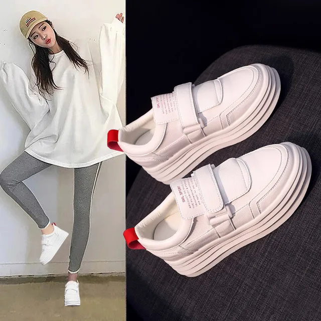 Белые туфли Новинка 2019 года Летняя женская обувь на толстой платформе в