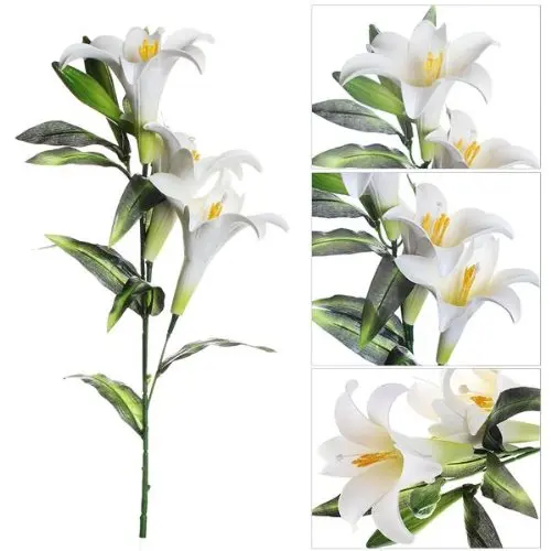 HGHO-Искусственная Цветочная пластиковая ткань Лилия деко для Дома Офиса белый |