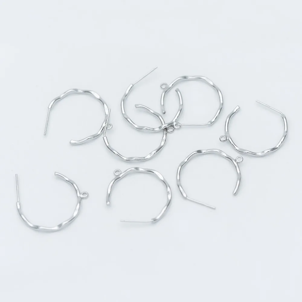 10 шт Позолоченные/покрытые Родием Латунные Серьги золотые/серебряные круглые