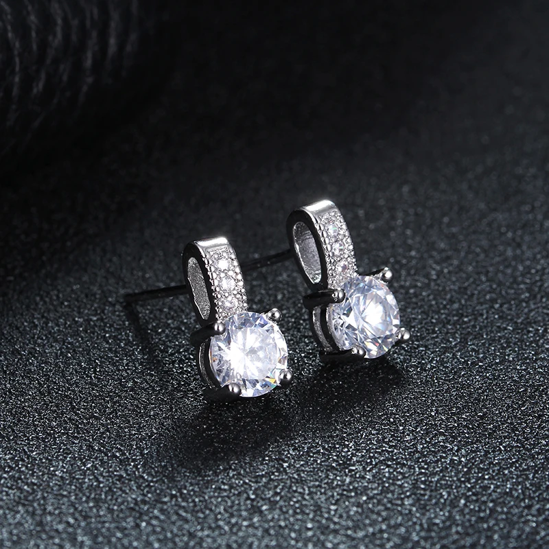 Женские винтажные серьги-гвоздики с фианитом E039 | Украшения и аксессуары