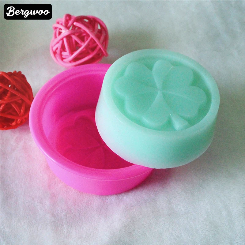 1 полость Силиконовые Круглые DIY мыло формы четыре листа мыло с выгравированным листом клевера формы контейнеры для домашнего мыла