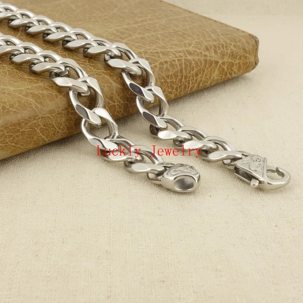 

New Arrival High Polished stainless steel Heavy Curb Link Chain Necklace 13mm 24'' Boys Men's Jewelry XMAS Gifts