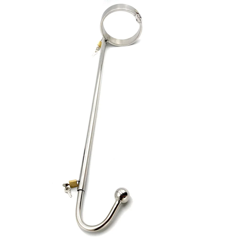 Stainless steel metal BDSM bondage collar anal hook butt plug slave lock restraint SM erotic Sex toy for couple game | Красота и