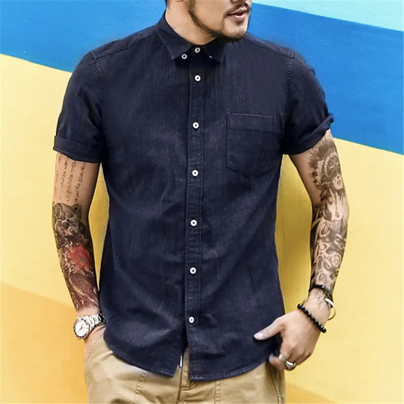 Мужская рубашка с коротким рукавом летняя однотонная в английском стиле S2292|dress