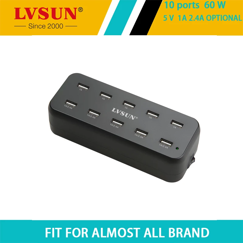LVSUN 10 в 1 60 Вт 12 а портов универсальное настольное зарядное устройство USB 5 2 4 А для