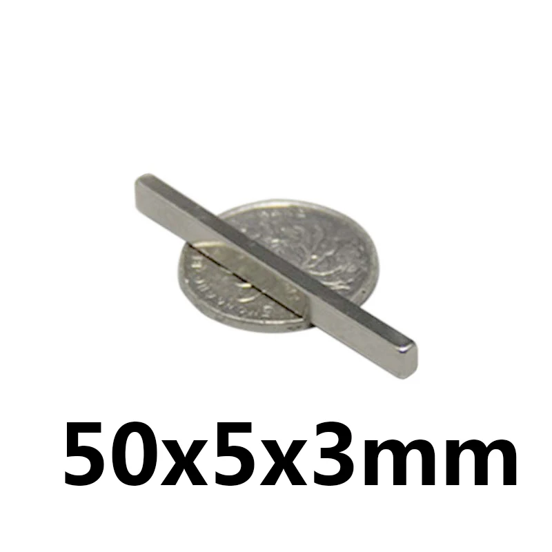 5 шт. 50x5x3 мм супер мощный небольшой Неодимовый магнит блок постоянный N35 NdFeB сильные кубовидные магнитные магниты 50 мм x 5 мм x 3 мм