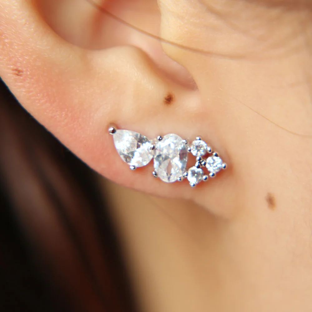 Серьги-гвоздики из розового золота с кристаллами циркония для женщин bijoux Love свадебные серьги массивные Brinco бижутерия