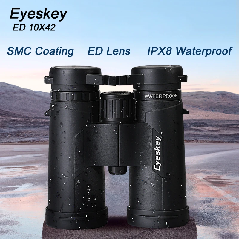 Мощный бинокль Eyeskey ED 10x42 водонепроницаемый с покрытием SMC Bak4 призматическая