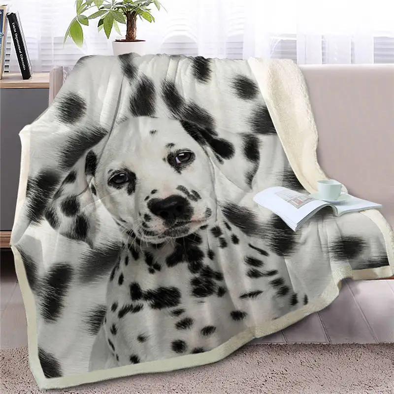 Dog1 Blesslive далматинское покрывало с 3D-принтом собаки, мягкое покрывало из шерпы, плюшевое покрывало в виде животного, черно-белое Мантас Де Кама - Цвет: Dog1