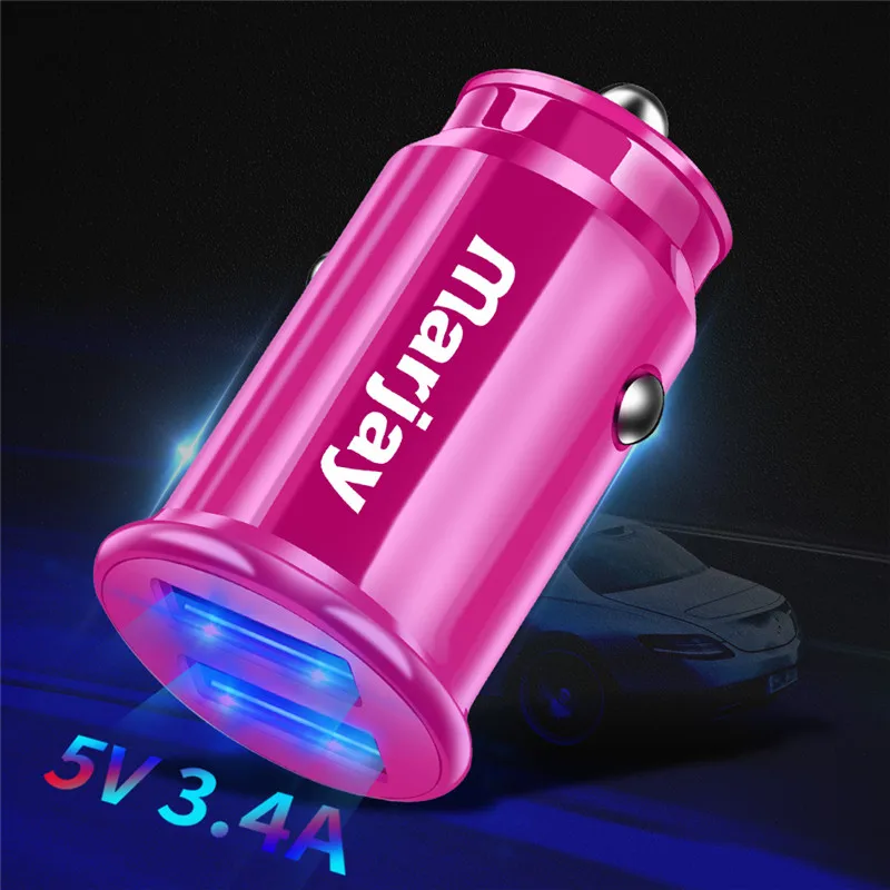 Rose Marjay Красный USB Автомобильное зарядное устройство для iPhone X Xiaomi Redmi Note 7 samsung S10 Tablet Dual 3.4A быстрое зарядное устройство автомобильное зарядное устройство адаптер в автомобиль - Тип штекера: Rose