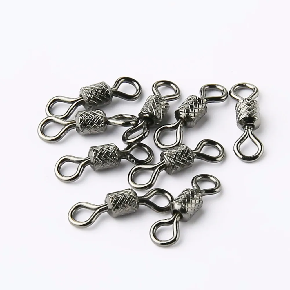 50pcs/box Stainless Steel Fishing Connector Barrel Swivel Rolling Ball Sinker Tool Tackle Goods For Fly Fishing Hook Lure