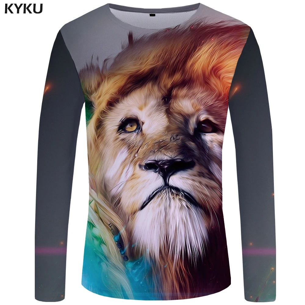 Футболка мужская KYKU Tiger тенниска с длинными рукавами крутая майка японским
