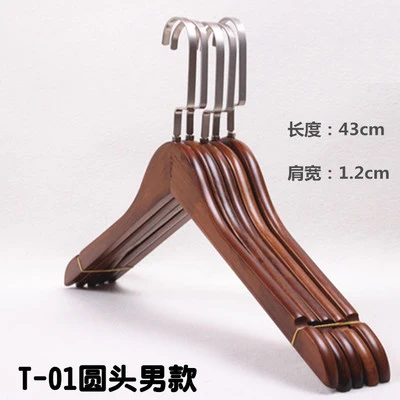 5 pcs/lot Heavy Duty Wooden Coat Hangers Solid Wood Clothes Hanger of Vintage Color with Anti-skid Shoulder Design for Adult Kid - Цвет: T-01 43cm