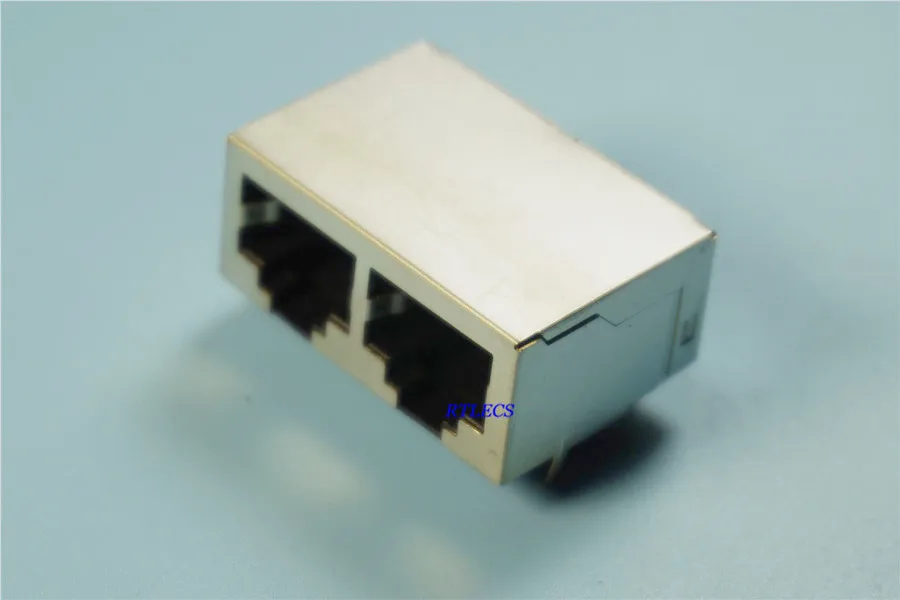 2-х портовый экранированный модульный разъем RJ45 8P8C прямоугольный сквозной