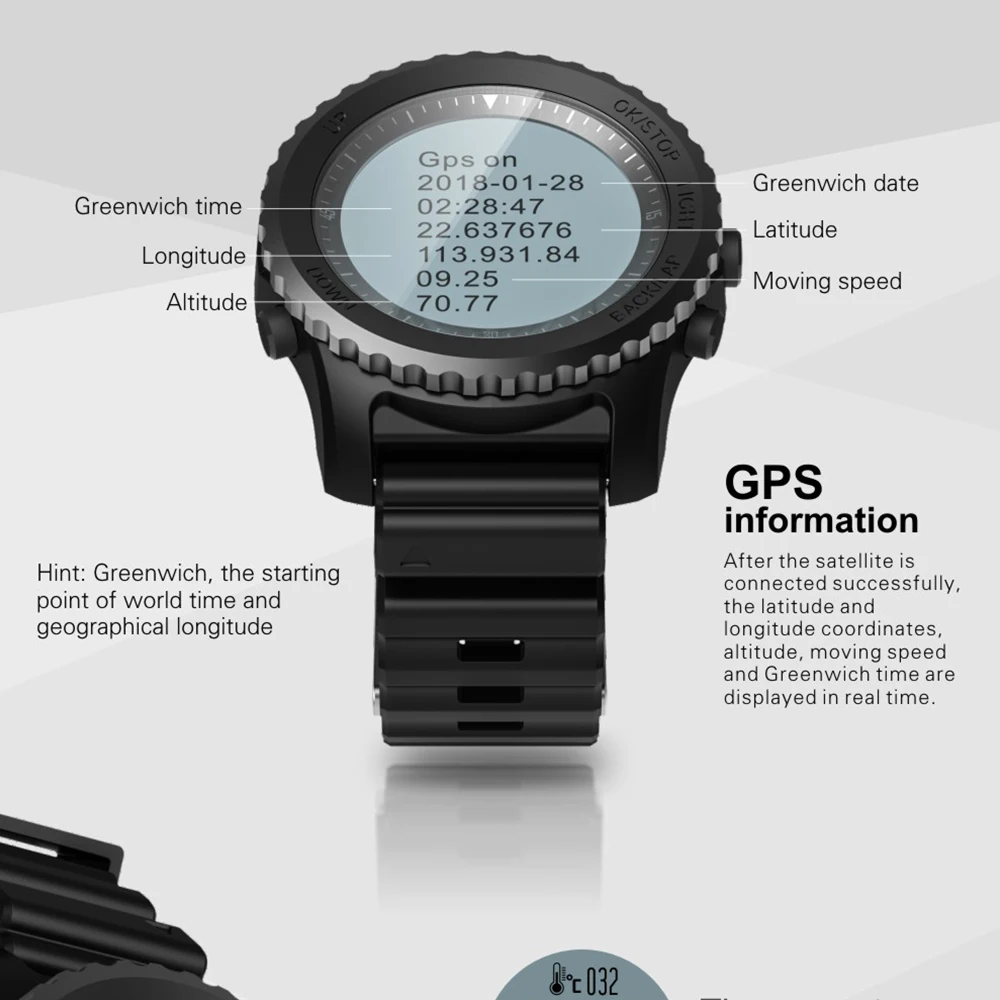 S968 Умные часы IP68 Водонепроницаемые с поддержкой воздушного давления GPS Монитор сердечного ритма Браслет Bluetooth Фитнес-трекер Браслет на запястье.