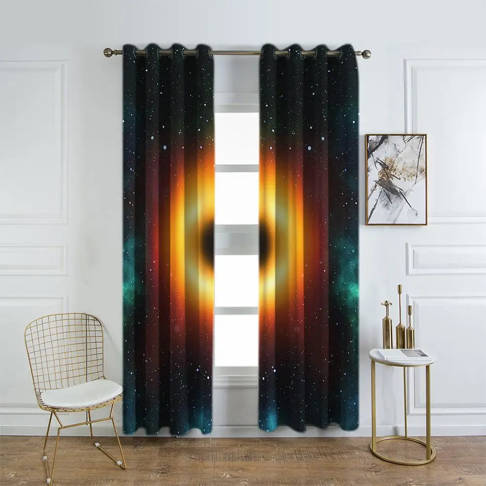 Cool Universe Black Hole Window Curtain Living Room Blackout Drape Balcony Decor |