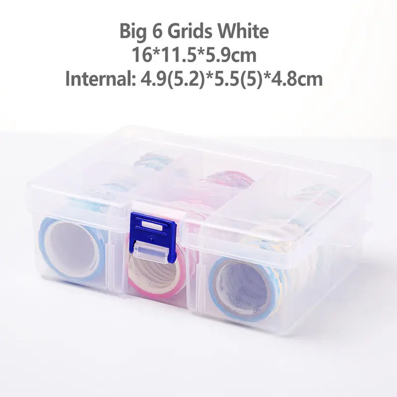 6 Grids White Многофункциональный съемный ящик васи ленты для DIY Скрапбукинг хранения коробки Органайзер офис пуля журнал поставок S602 - Цвет: 6 Grids White