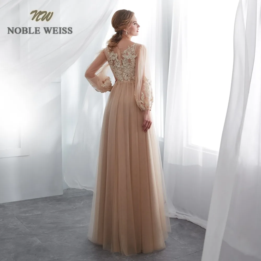 Платья для выпускного вечера 2019 с длинными рукавами vestidos de festa appliques Тюль цвет