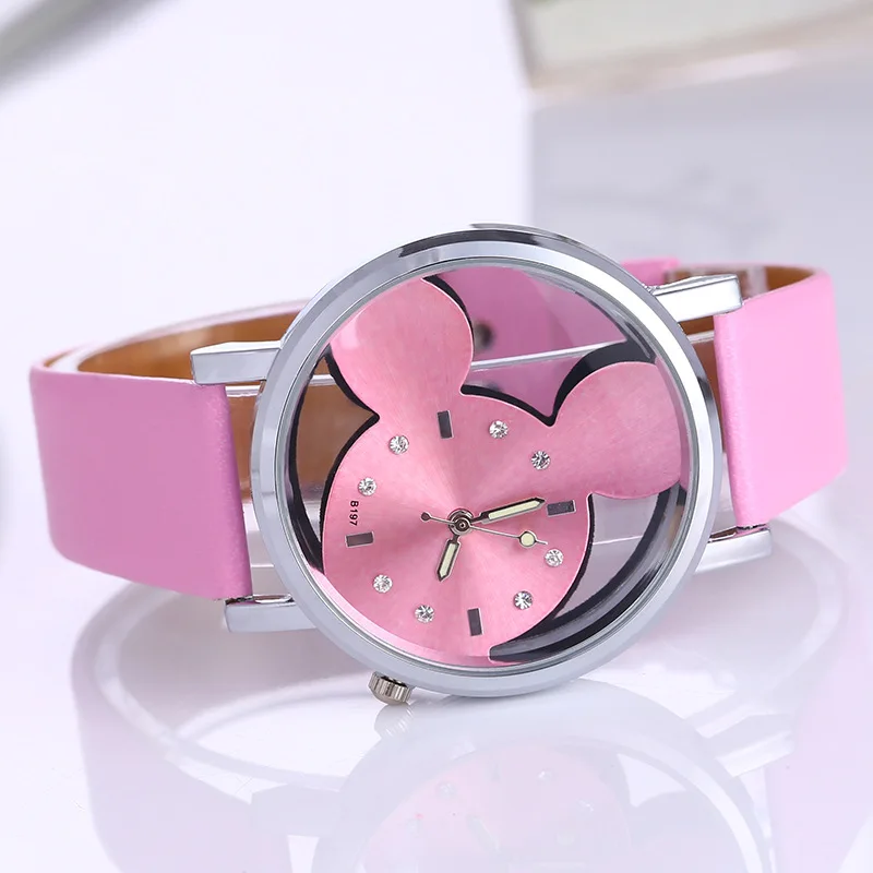 Новый продукт Launch Mickey детские часы прозрачные полые милые с Минни для девочек и