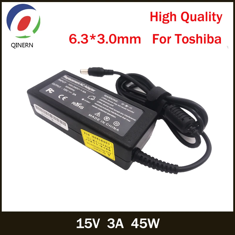QINERN 15V 3A 45W 6,3*3,0mm AC зарядное устройство для ноутбука Toshiba PA3241U-2ACA PA2450U PA3049U-1ACA портативный адаптер питания QINERN 15V 3A 45W 6,3*3,0mm AC зарядное устройство для ноутбука Toshiba PA3241U-2ACA PA2450U PA3049U-1ACA портативный адаптер питания