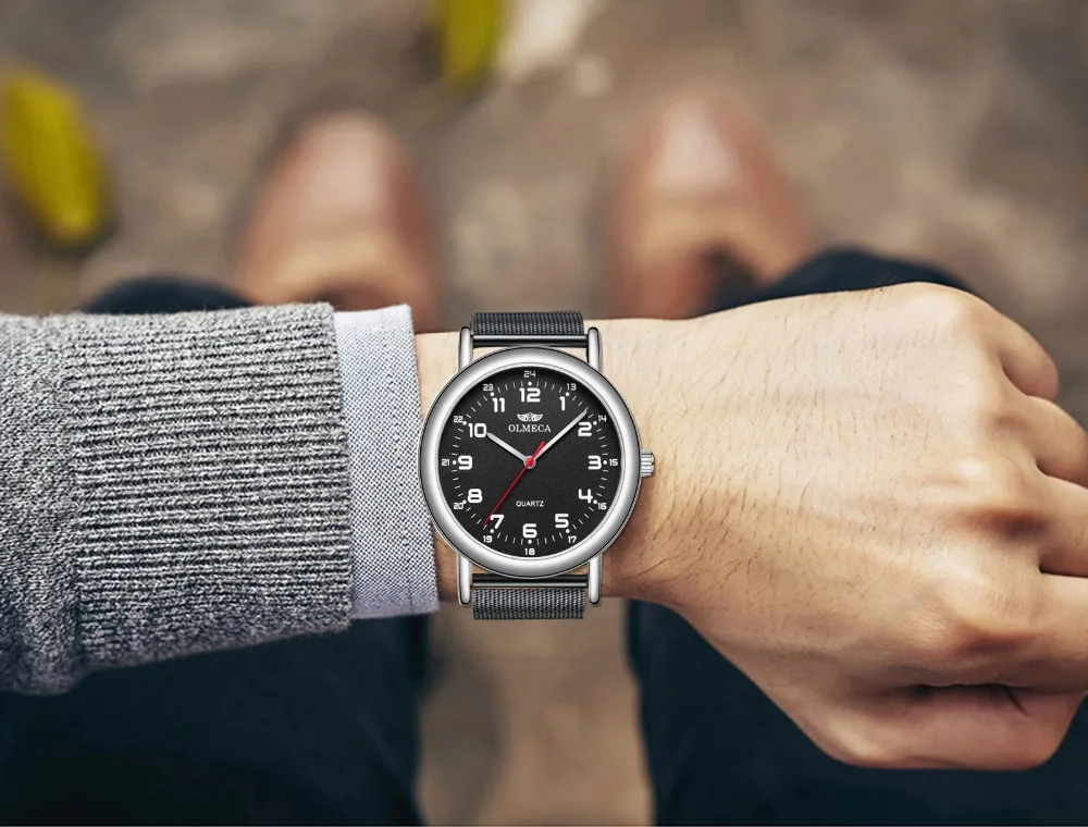 OLMECA известные мужские часы модные бизнес Relogio Masculino календарь Hardlex наручные 3ATM