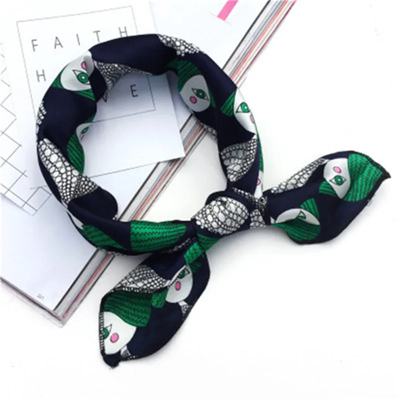 

Summer Square Scarf Hair Tie Band Women Wrap Elegant Small Vintage Silk Satin Scarf Head Kerchief Neck