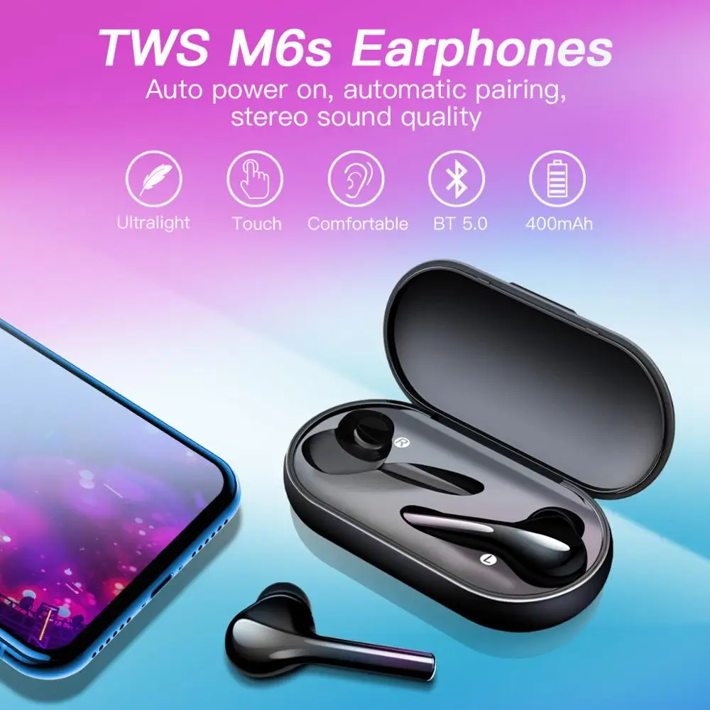 FONKEN наушники вкладыши TWS с M6s стерео Беспроводной 5 0 Bluetooth сенсорный Управление