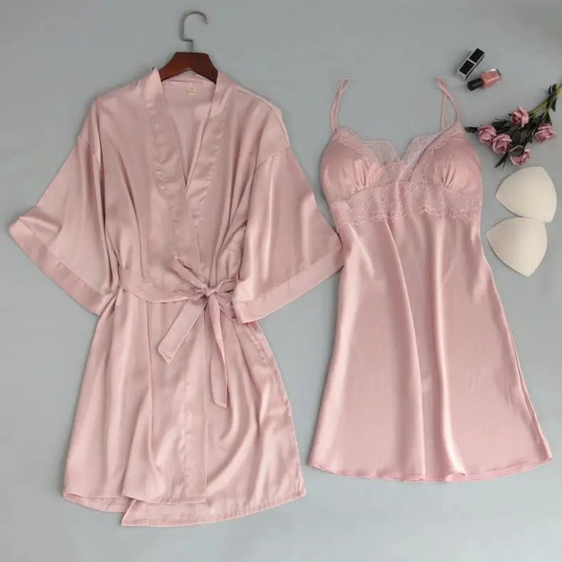 Женский халат и MECHCITIZ Шелковый пижамный комплект ночная рубашка летнее платье с