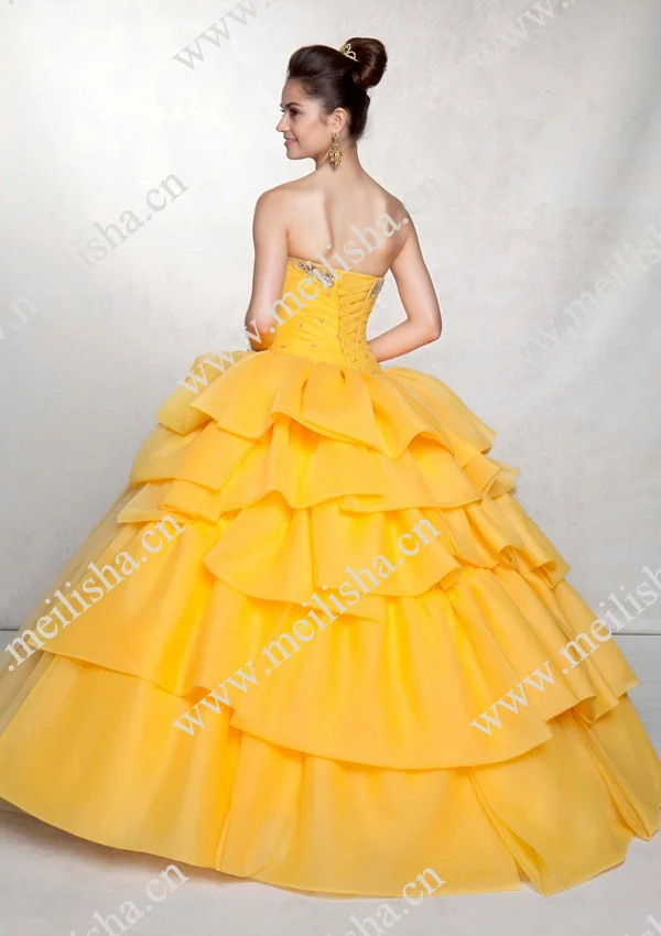 Free Shipping Western Style Off Shoulder Empire Sequined Pattern Yellow Quinceanera Dress | Свадьбы и торжества
